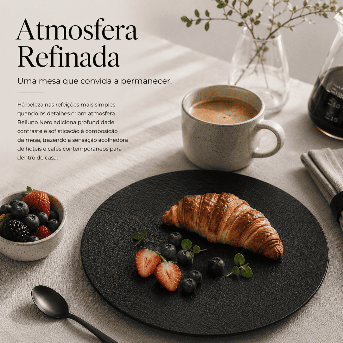 Belluno Nero Collection™ | Minimalismo, Textura & Sofisticação