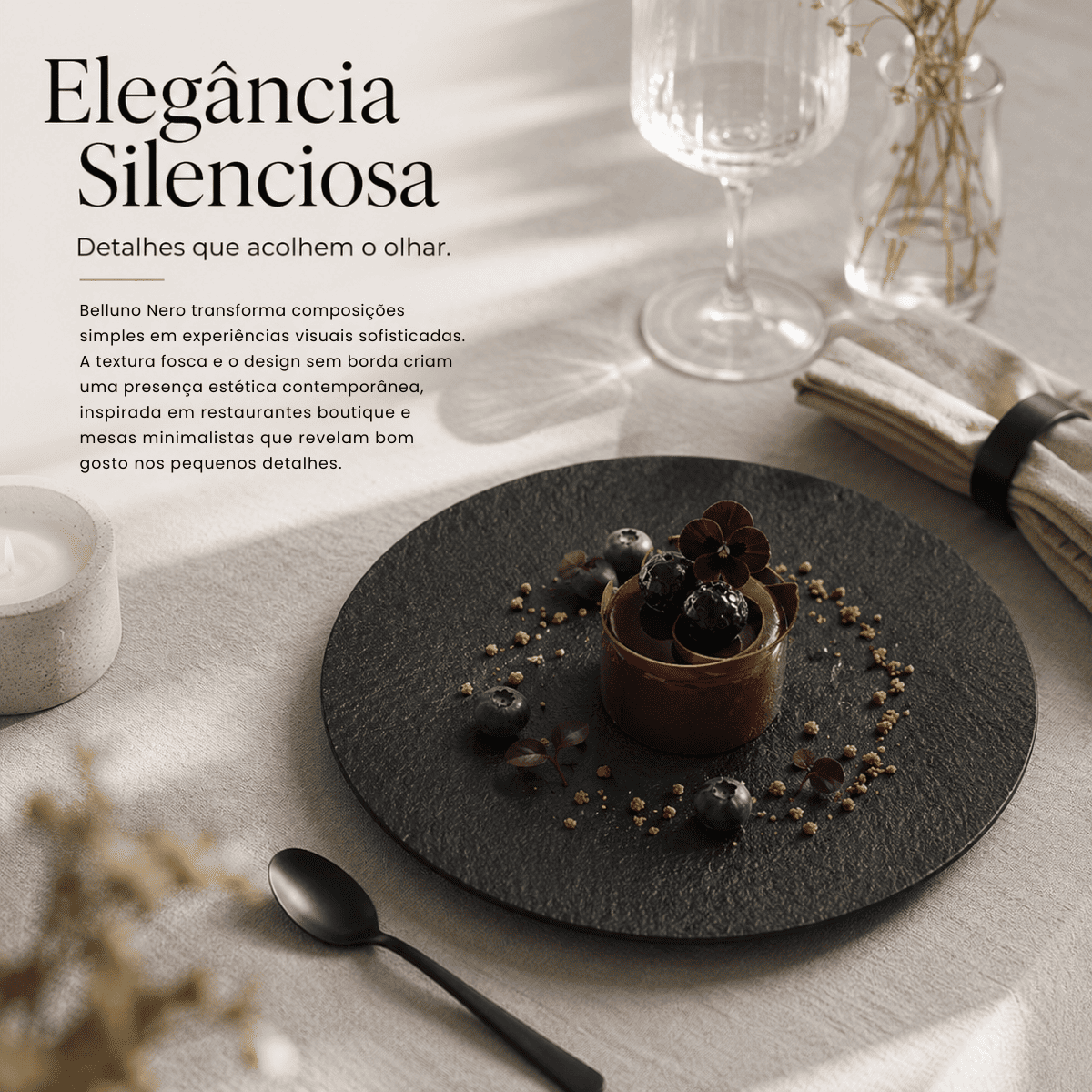 Belluno Nero Collection™ | Minimalismo, Textura & Sofisticação