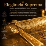 Luméa Imperial™ | Bandeja Decorativa Luxo Dourada Europeia Para Mesa Posta, Frutas e Decoração Sofisticada