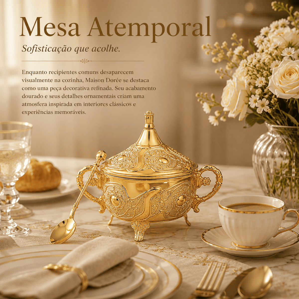 Maison Dorée™ | Elegância Clássica Para Mesas Memoráveis