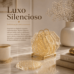 Maison Élégance™ | Kit Porta-Copos Sofisticado com Suporte Dourado
