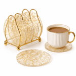 Maison Élégance™ | Kit Porta-Copos Sofisticado com Suporte Dourado