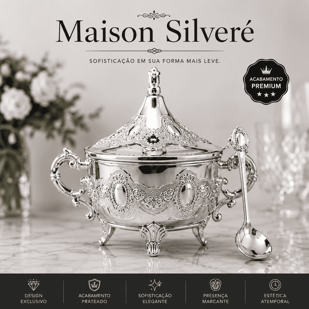 Maison Silveré™ — sofisticação luminosa para casas que valorizam detalhes atemporais.
