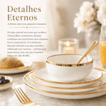 Vittoria Blanc™ — Jogo de Jantar em Porcelana | Luxo Dourado