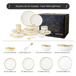Vittoria Blanc™ — Jogo de Jantar em Porcelana | Luxo Dourado