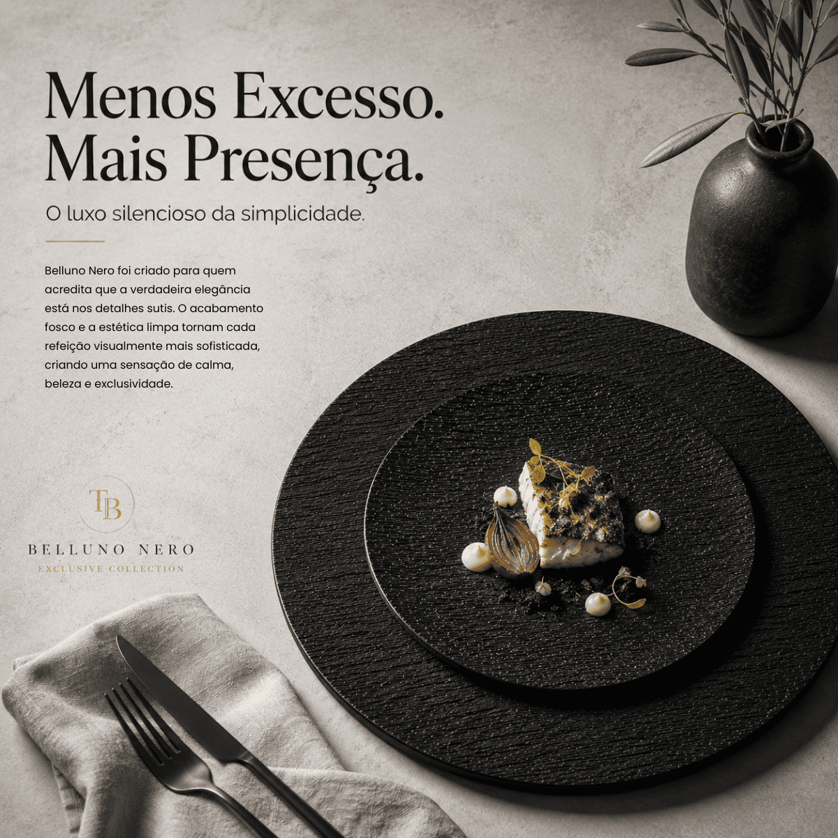 Belluno Nero Collection™ | Minimalismo, Textura & Sofisticação