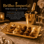 Luméa Imperial™ | Bandeja Decorativa Luxo Dourada Europeia Para Mesa Posta, Frutas e Decoração Sofisticada