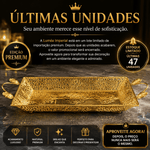 Luméa Imperial™ | Bandeja Decorativa Luxo Dourada Europeia Para Mesa Posta, Frutas e Decoração Sofisticada