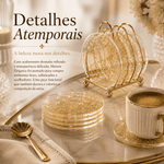 Maison Élégance™ | Kit Porta-Copos Sofisticado com Suporte Dourado