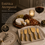 Conjunto de Corte de Queijo em Inox Dourado | Velluto Gourmet